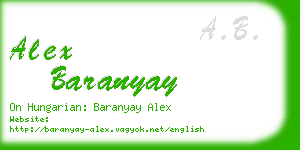 alex baranyay business card